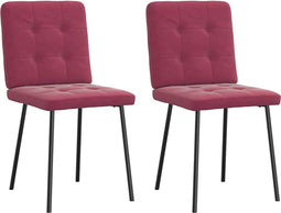 vidaXL - Eetkamerstoelen - 2 - st - fluweel - wijnrood
