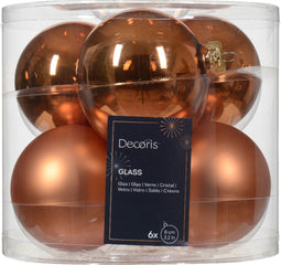 Kerstbal glas d8 cm rood kpr ass 6st kerst
