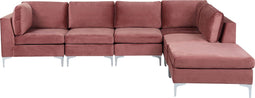 Beliani EVJA - Hoekbank met ottomaan - Roze - Fluweel
