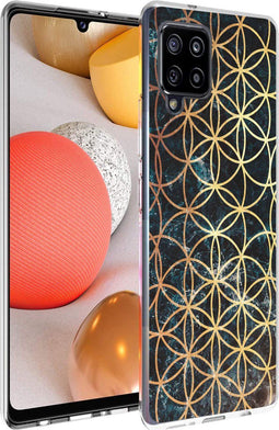 iMoshion Hoesje Geschikt voor Samsung Galaxy A42 Hoesje Siliconen - iMoshion Design hoesje - Goud / Zwart / Black Ring Graphic