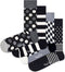 Happy Socks 4-pack sokken - Heren & Dames - Klassiek zwart-wit (4 paar)