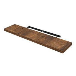 Woltu Wandplank RG9315hov Vintage Bruin - Houten Wandrek voor Woonkamer, Keuken, Badkamer,