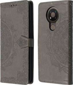 iMoshion Hoesje Geschikt voor Nokia 3.4 Hoesje Met Pasjeshouder - iMoshion Mandala Bookcase - Grijs