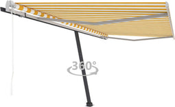 vidaXL - Luifel - vrijstaand - automatisch - 450x300 - cm - geel - en - wit