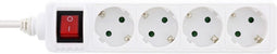Stekkerdoos met 4 contacten en schakelaar / wit - 1,5 meter