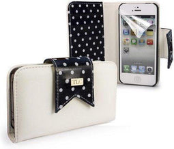Tuff-Luv iPhone 5c - Leren portemonnee case - 2 kaarthouders en mini-zakje - Zwart/Wit