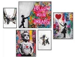 Loving Dreams - 5-delige wanddecoratie set in zwart frame (afmetingen: 100 x 55 cm)