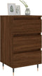 vidaXL - Nachtkastje - 40x35x69 - cm - bewerkt - hout - bruin - eikenkleur