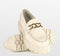PS Poelman ROCKLAND - Dames Loafers - Chunky instappers met goudkleurige ketting - Crème Wit - Maat 36