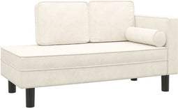 vidaXL - Chaise - longue - met - kussens - en - bolster - fluweel - crèmekleurig