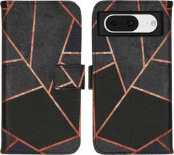 iMoshion Hoesje Geschikt voor Google Pixel 8 Hoesje Met Pasjeshouder - iMoshion Design Softcase Bookcase - Meerkleurig / Black Graphic
