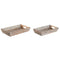 Set van trays Home ESPRIT Wit Natuurlijk Indiaas Decapé 40,5 x 25,5 x 6,5 cm (2 Stuks)