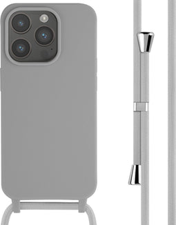 imoshion Hoesje Geschikt voor iPhone 15 Pro Hoesje Met Koord - imoshion Siliconen hoesje met koord - Lichtgrijs