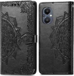 imoshion Hoesje Geschikt voor Oppo Reno 8 Lite Hoesje Met Pasjeshouder - imoshion Mandala Bookcase - Zwart