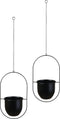 Lifa Living Moderne Plantenhangers - Set van 2 - Zwarte Plantenhouders - Metalen Hangende Bloempot -