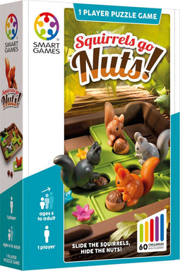 SmartGames - Squirrels Go Nuts! - 60 opdrachten - breinbreker voor jong én oud - compact denkspel