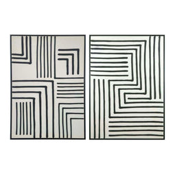 Schilderij Home ESPRIT Wit Zwart Stads (2 Stuks)