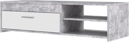 PILVI Eigentijds tv-meubel - Wit en lichtgrijs beton - B 120 x D 42,1 x H 31,8 cm