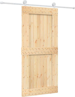 vidaXL - Schuifdeur - met - beslag - 95x210 - cm - massief - grenenhout