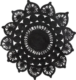 Atmosphera Tapijt - Jute - Kanten vloerkleed - D118cm - Zwart