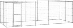 vidaXL - Hondenkennel - met - dak - 12,1 - m² - gegalvaniseerd - staal