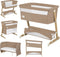 Lionelo Thomi Plus 5in1 - Meegroeibed Co Sleeper Babybed Baby Box Peuterbed Bank - 7 hoogtes - 2x matrassen T25 - Verstelbare Poten - Ademend & Afritsbare Zijkant - Opbergmand - Wielen - Wasbare Bekleding - tot 100 kg - Beige Karamel