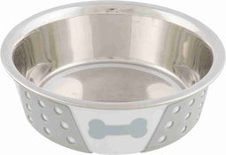 TRIXIE VOERBAK RVS / SILICONE WIT / GRIJS