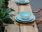 Cosy & Trendy Granite blue - serviesset 6 persoons - 18 delig - met Table Style zomers droogbloemen boeket