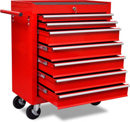vidaXL - Gereedschapswagen - 7 - lades - rood