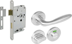 Intersteel Deurbeslag set toiletslot 63/8mm wit met deurkruk Jupiter en WC-sluiting rvs