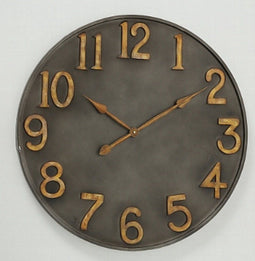 Wandklok landelijk Metaal - donkergrijs Goud - 76 cm