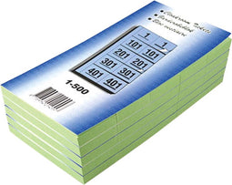 "Garderobeblokken nummers van 1 t.e.m. 500, groen"