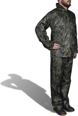 vidaXL - Regenpak - 2-delig - met - capuchon - (heren - / - camouflage - / - maat - XXL)