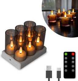 FlinQ Oplaadbare LED Waxinelichtjes – Bewegende Vlam – Incl. Afstandsbediening – Set van 6 – Ø4 x