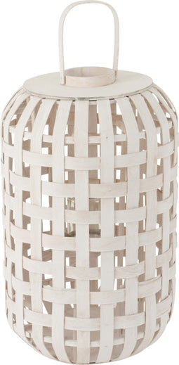 J-Line lantaarn Cylinder - hout - wit