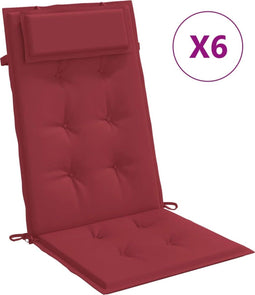 vidaXL - Stoelkussens - 6 - st - hoge - rug - oxford - stof - wijnrood