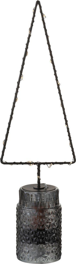 J-Line decoratie Kerstboom Open - metaal - zwart - medium - LED lichtjes