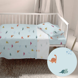 Set beddengoed HappyFriday HF Mini Dinosaur Multicolour Wieg voor baby's 2 Onderdelen