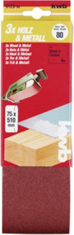 KWB 912315 - Schuurband 75 x 510 mm - Korrel 150 voor hout en metaal (3 stuks)
