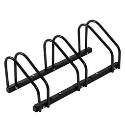 Woltu Fietsparkeerstandaard 3-voudig - Zwart - Robuust Gegalvaniseerd Staal - 35-55 mm Bandenbreedte