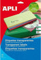 Klevende etiketten Apli Transparant Papier 10 Lakens 63,5 x 38,1 mm