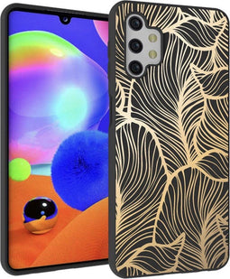 iMoshion Hoesje Geschikt voor Samsung Galaxy A32 (5G) Hoesje Siliconen - iMoshion Design hoesje - Goud / Zwart / Golden Leaves