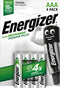 Energizer ENR Recharge Power Plus 700 AAA - Oplaadbare Batterijen - 4% Gerecycled - Zilver (4 stuks)
