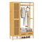 Coast Bamboe Kledingrek Naturel – Garderoberek met Kast, Kledingroede en 2 Lades – 102 x 33 x 160 cm