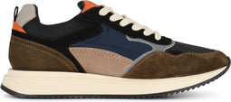 PS Poelman NASH - Heren Sneakers - Suède Leer Mesh - Donker Groen Multi - Maat 46