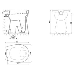 Atlantic Kya - Verhoogd toilet - 46 cm zithoogte - Wit