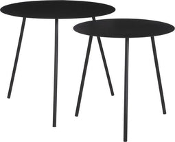 Mica Decorations Pontus Bijzettafel - Set van 2 - H45 x Ø55 cm - Metaal - Zwart (2 stuks)