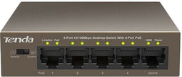 Tenda TEF1105P - 5-poorts 10/100 Mbit/s unmanaged switch - 4-poorts PoE 58W