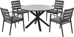 Tuinset 4-zitter MALETTO/TAVIANO met kussens Metaal Grijs/zwart