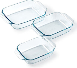 Pyrex Irresistible - Ovenschaal met Grepen - 3-Delig - Borosilicaatglas (3 stuks)